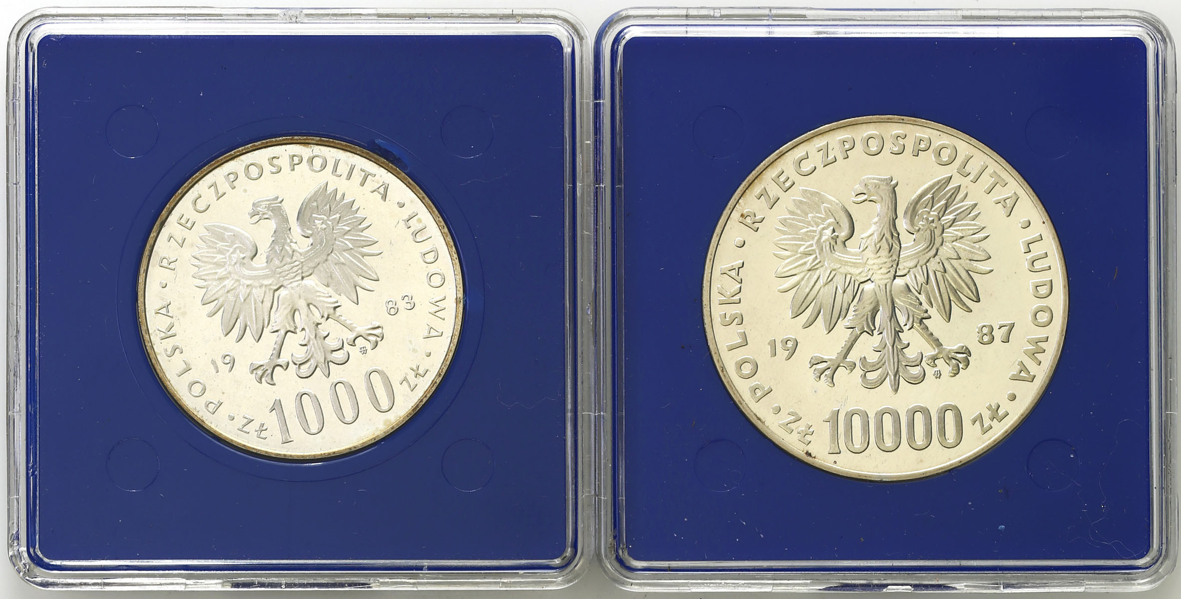 PRL. 1000 i 10000 złotych 1983- 1987 –Papież- zestaw 2 monet